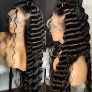 30 40Inch Human Hair 13x6 13x4 HD Lace Frontal Wig Brazilian Loose Deep Wave Curly Human Hair 360 Full Lace Front Wig Preplucked