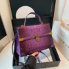 Luxury Purple Handbag Classic Women Bag 2025 New Designer Shoulder Bag High Quality Solid Pu Leather Crossbody Small Square Bag