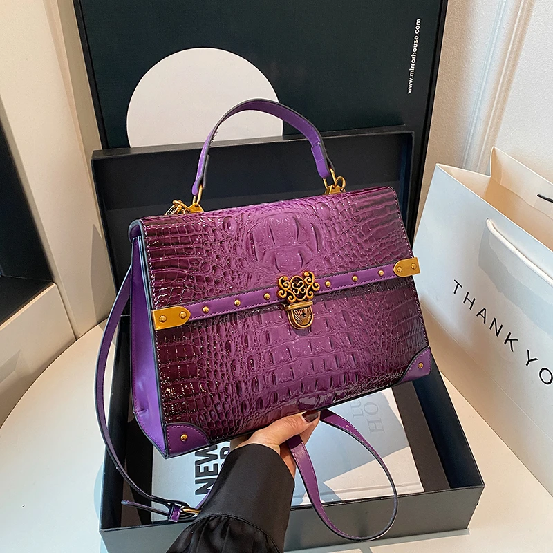 Luxury Purple Handbag Classic Women Bag 2025 New Designer Shoulder Bag High Quality Solid Pu Leather Crossbody Small Square Bag