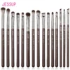 Jessup Eye Makeup Brushes Set Professional 15pcs Eyeshadow Brushes Vegan Concealer Eyebrow Liner Blending Brush Brown,T499