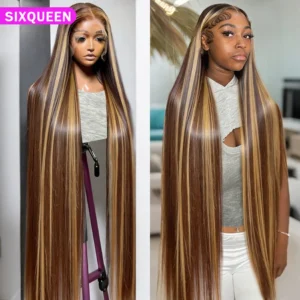 Ombre Lace Front Wig Human Hair 13x6 Straight Highlight Wig Human Hair 4/27 Colored Honey Blonde HD Lace Frontal Wigs For Women