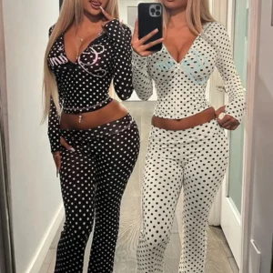 Weird Puss Polka Dot Letter Print 2 Piece Set Woman Tracksuit Trend Sexy Hooded Jacket+Pants Skinny Stretch Matching Streetwear