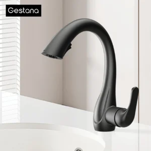 Luxury Gun Grey Brass Kitchen Faucet Touch Control Pull out Single Handle Hot Cold Water 2 Functions Mixer Tap with 360 Rotation