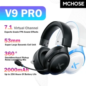MCHOSE V9 PRO 7.1 Headphones Tri-Mode BT Wireless Low-Latency Gaming E-Sports Headset With Noise Reduction Mic For PC PS4 PS5